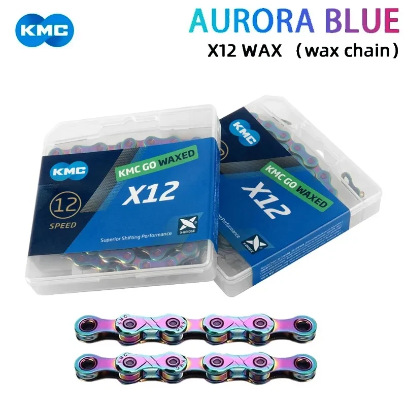 

Велосипедная цепь KMC GO Waxed X12 Aurora, 12-скоростная, синяя, вощеная, для горных/шоссейных велосипедов, аксессуары для велосипедов
