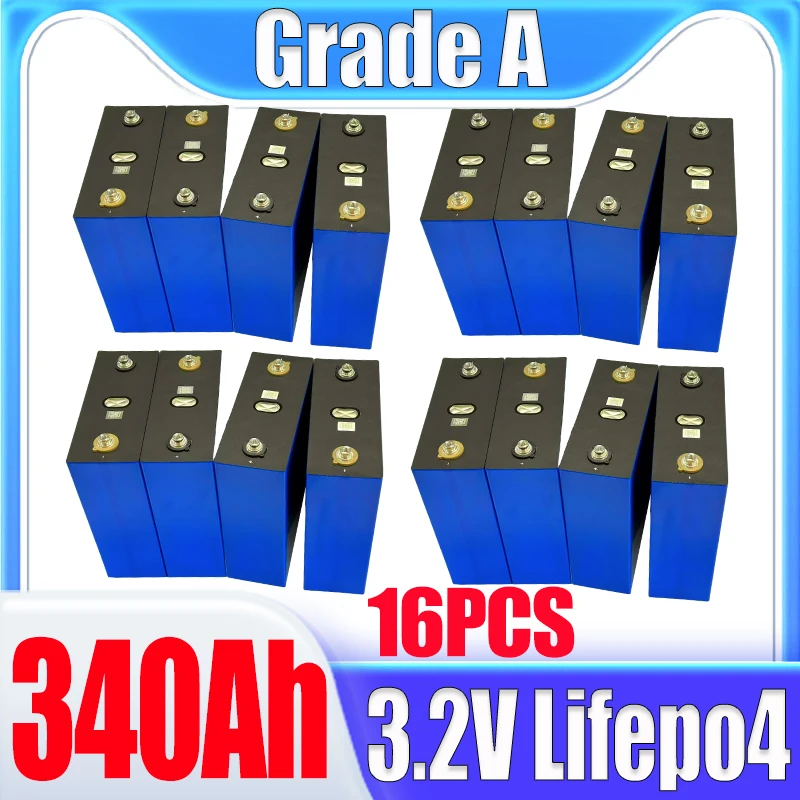 

16pcs new Grade A 3.2V 320ah 340ah 280AH 150AH LiFePo4 battery DIY 48V RV marine solar lithium iron phosphate battery duty-free