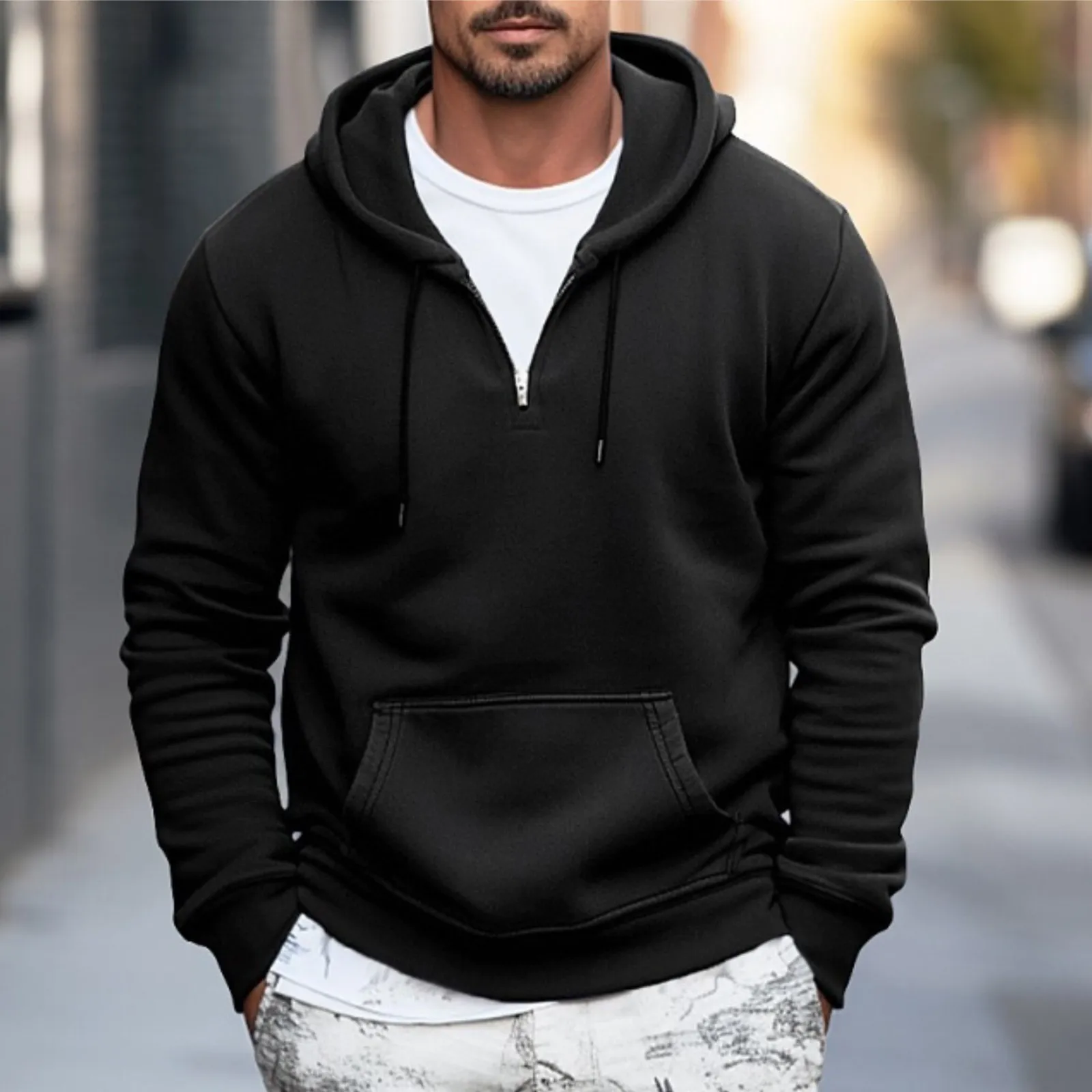 Men'S Fashion Coat Zipper Hooded Solid Zipper Sweater Hoodies Sweatshirt Dress Mens Hoodie 2xl