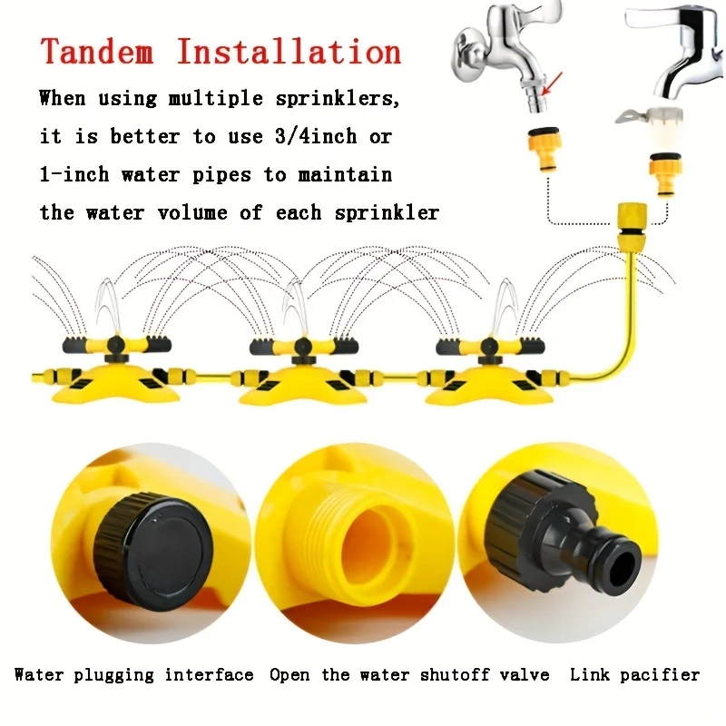 1pc 360° Automatic Rotating Trigeminal Sprinkler For Irrigation Rotating Sprinkler Tandem Sprinkler Sprayers Watering Gardening