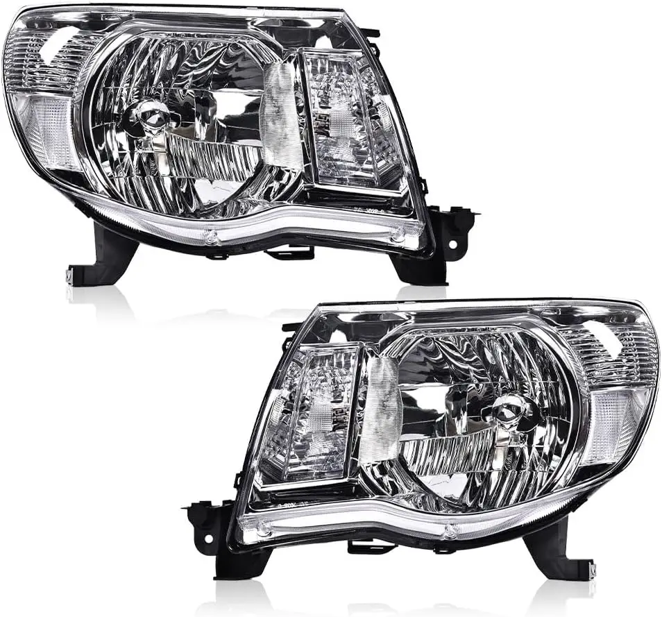 

Headlights Assembly Compatible with 2005-2011 Toyota Tacoma, Left and Right Headlamp Assembly Lamps Accessories Clear Lens Chrom