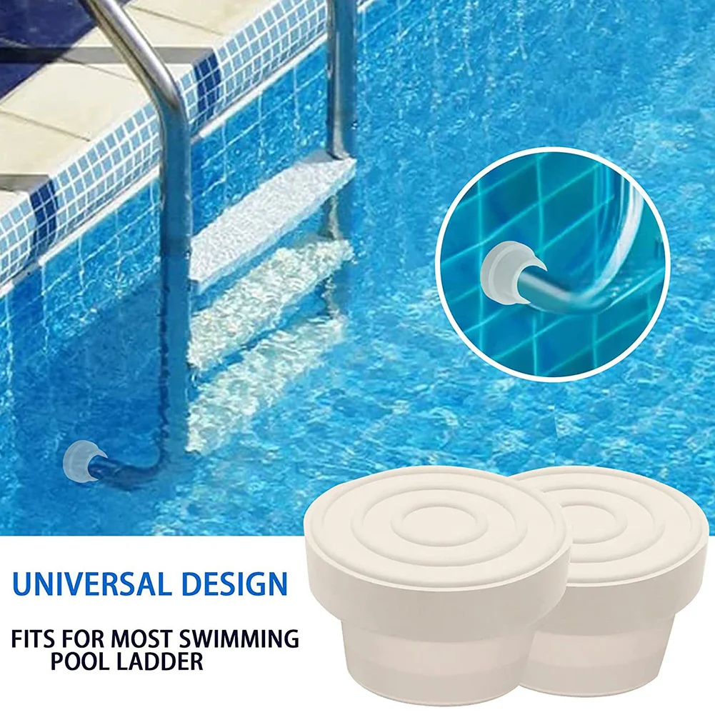Pool Ladder Rubber Bumpers 2 Piece Set Fits For 1.90 inch OD Tubing 2.25 inch Outer For 1.80 inch Inner Diameter White