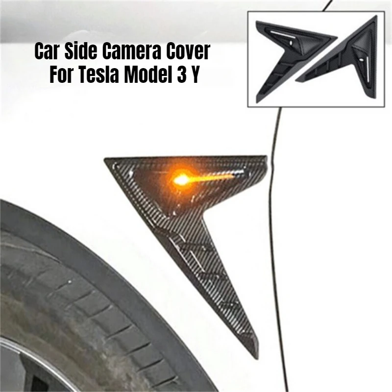 

Car Side Camera Cover for Tesla Model 3 Y Thunder Fender Flanks Wing Blade Panel Spoiler Covers Protective Shell Modification