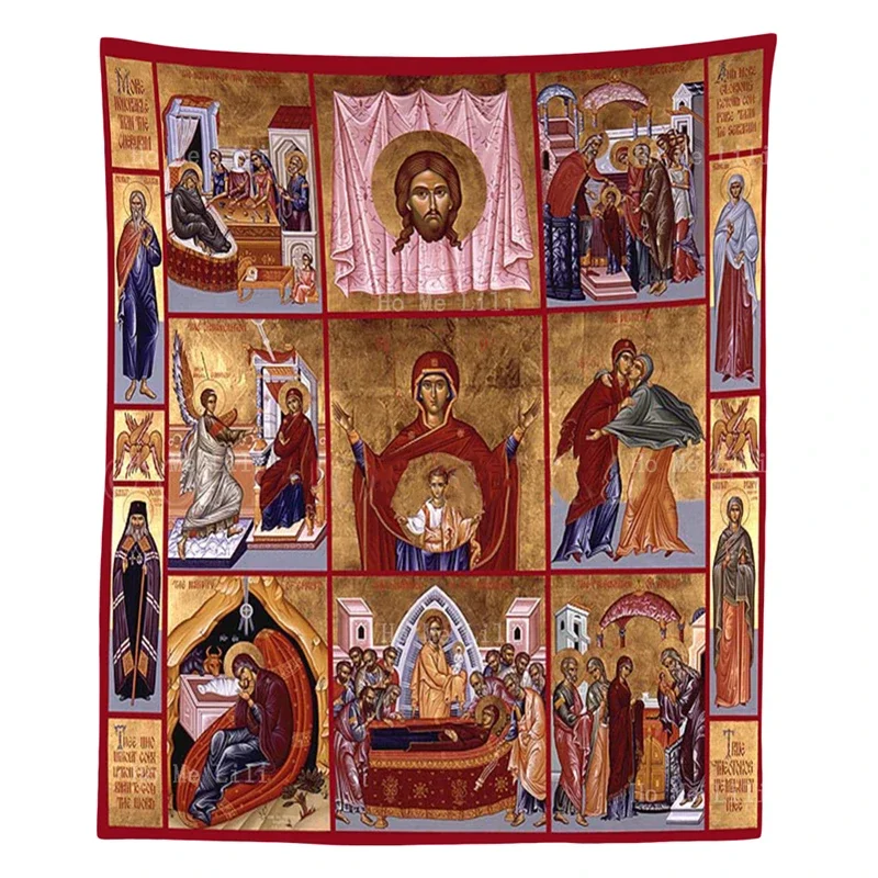 Paintings Of Christ Theophany Icon Holy Cross Orthodox Church Angel Byzantine Art Religious Item Tapestry By Ho Me Lili