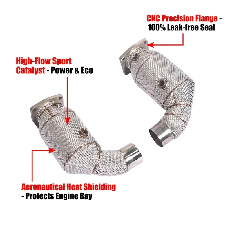 High-flow SS304 Sport Drain Pipe for Porsche 911 991.2 Carrera S 3.0T Car Performance Exhaust Pipes Headers Power Upgrade