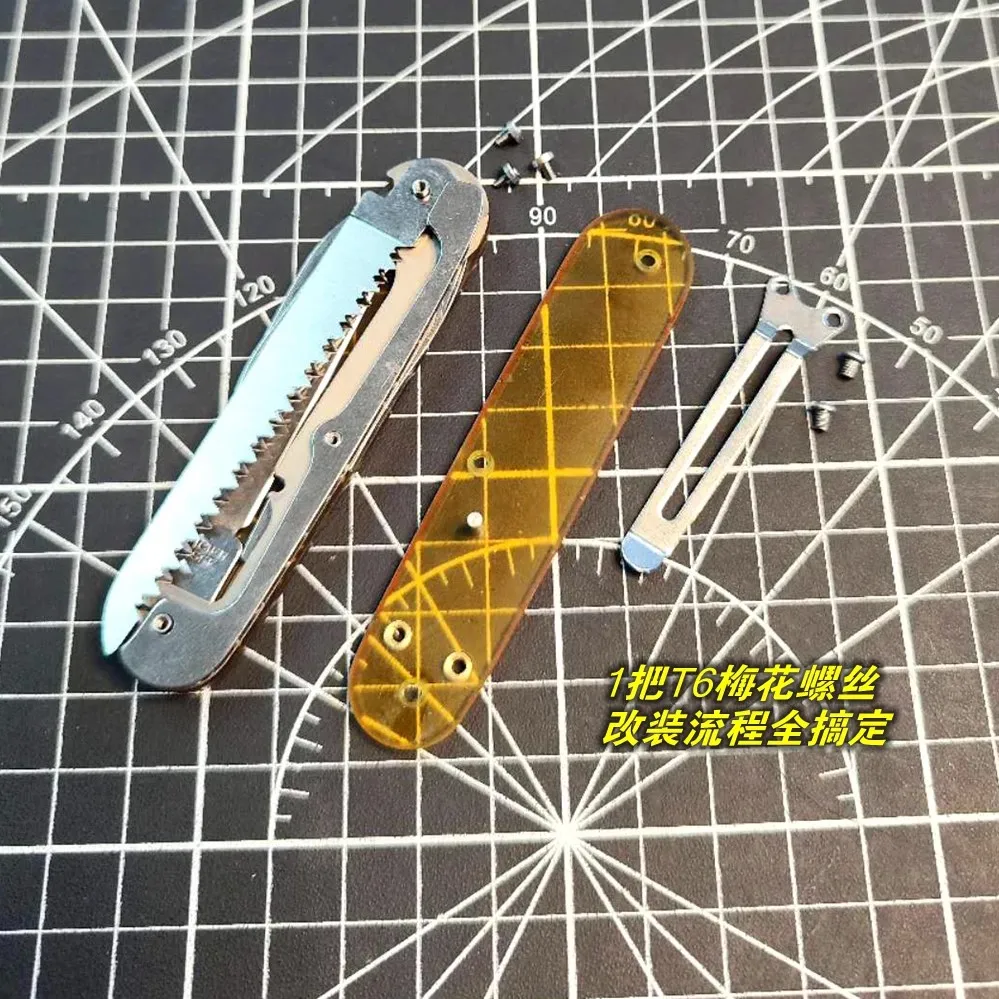 1 Pair Custom Made PEI Scales ULTEM Handle Scale with Screws for 91 mm Victorinox Swiss Army Knife DIY Modify