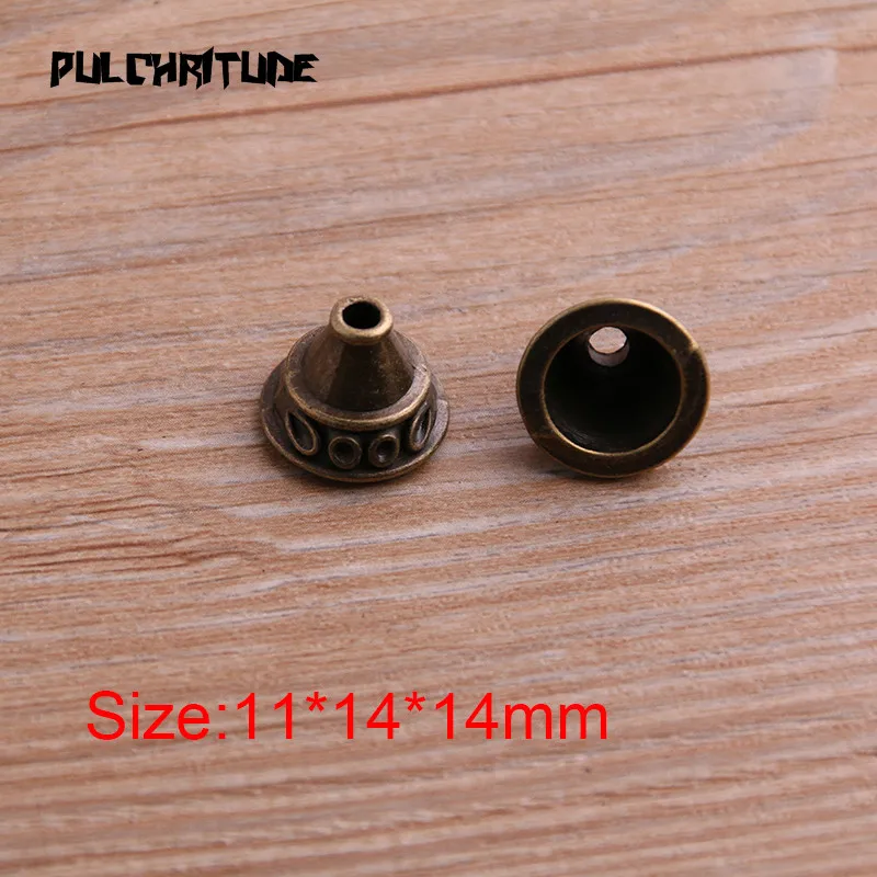 10pcs 11*14*14mm Two Color Bead Caps Charm Hollow Flower Pendants Jewelry Accessories DIY Receptacle Charms