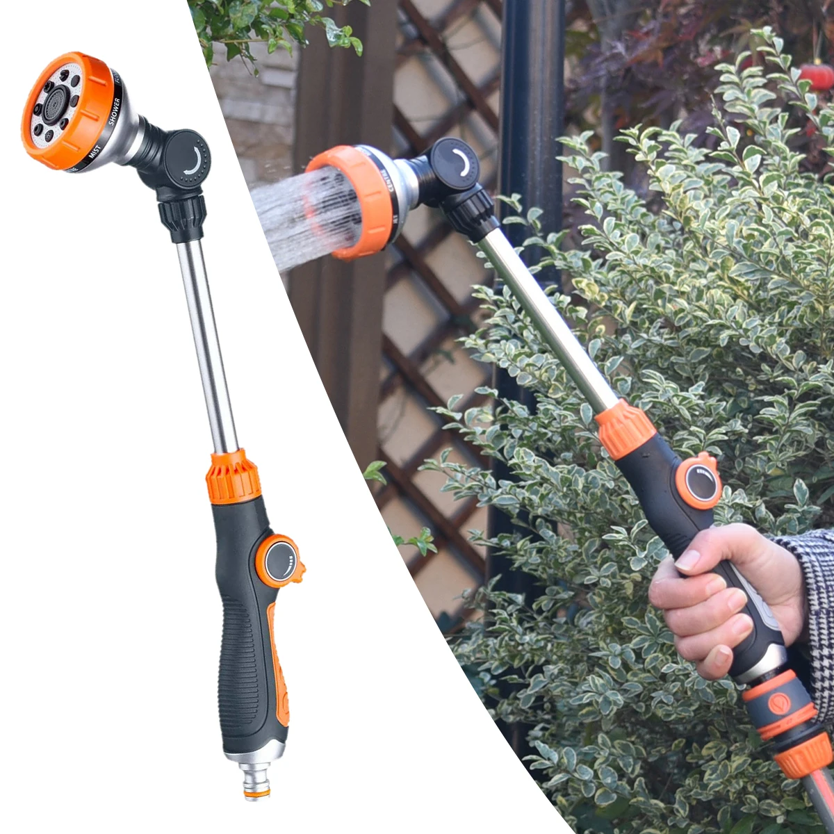 

2024 New Watering Gun Garden Nozzle 47cm 180° Adjustable Car Wash Water Spray Gun 8 Patterns Lawn Watering Multi-Function Tools