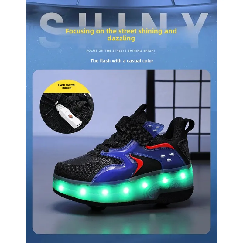 Nuevo 2025 zapatillas de deporte para niños, patines para niñas, patines de hielo, zapatos para caminar con ruedas, calzado informal, zapatillas de deporte para niños