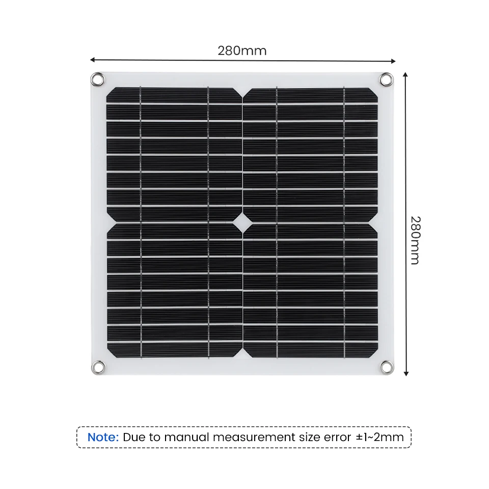 SUNYIMA 16V 12W 280*280MM Solar Panel Exhaust Fan Flexible Monocrystalline Portable Battery Charger  Solar Powered Fan for Pet