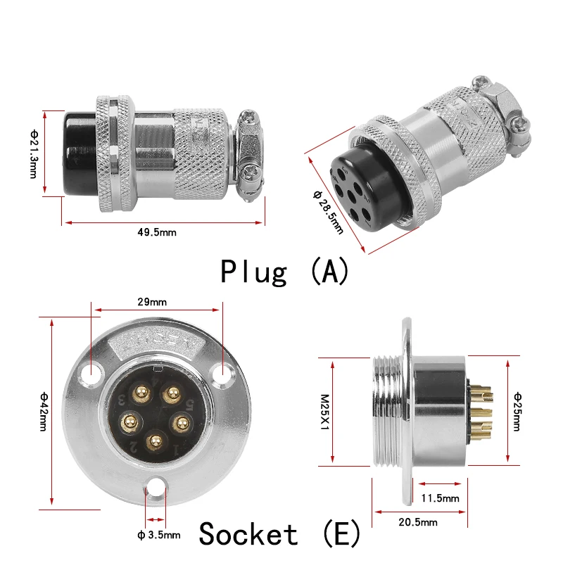 1 Set Aviation Plug-in Socket DF/Gx25/M25 Formal Wear 2 3 4 5 6 7 8 10 Pin 12 Core Disc Flange