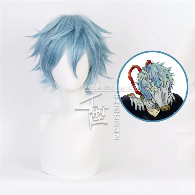 Anime Gym Boku Geen Hiro Tomura Shigaraki Korte Golf Natuurlijke Blauwe Synthetische Cosplay Pruik Voor Jongen Feestkostuum