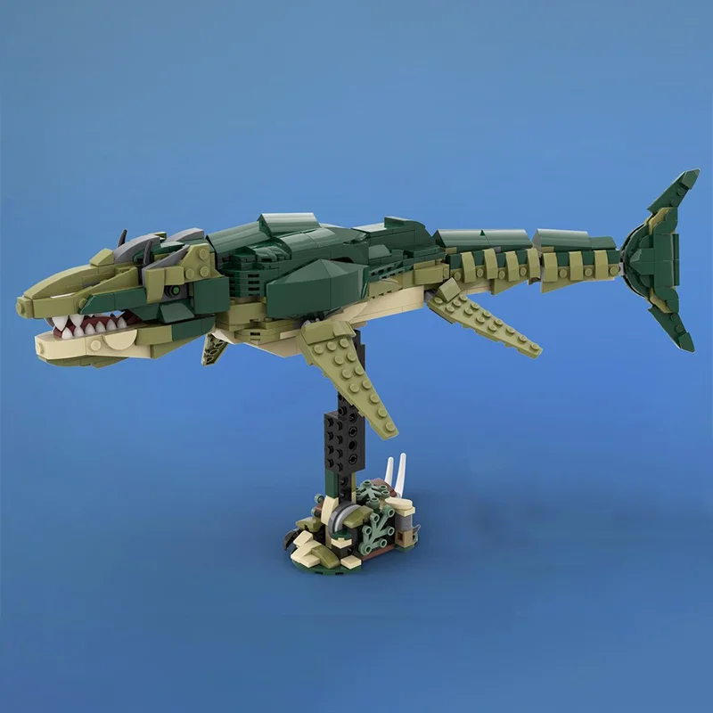

548pcs MOC Mosasaurus Dinosaur Building Blocks DIY Aquatic Prehistoric Creature Model Display Educational Toy for Kids
