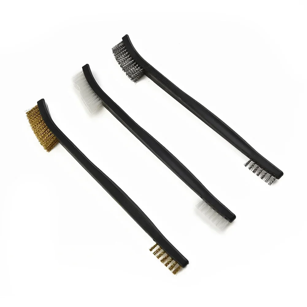 3Pcs Wire Brush Set Steel Brass Nylon Cleaning Polishing Metal Rust Tools Metal Remove Rust Brushes Metal Brushes Cleaning Tools