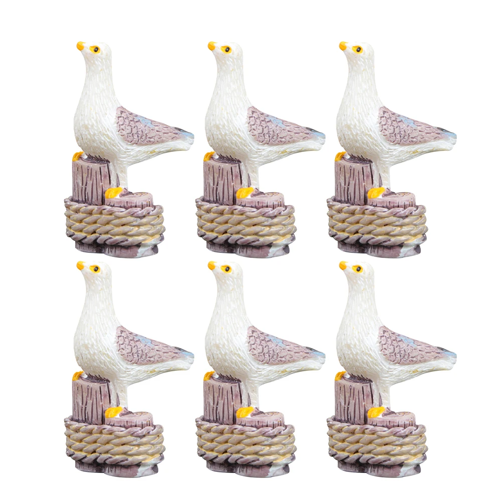 

6pcs Seagull Ornaments Desktop Decor Eco Friendly Durable Mini Resin Craft Crafts Home Adornment Birthday Gift