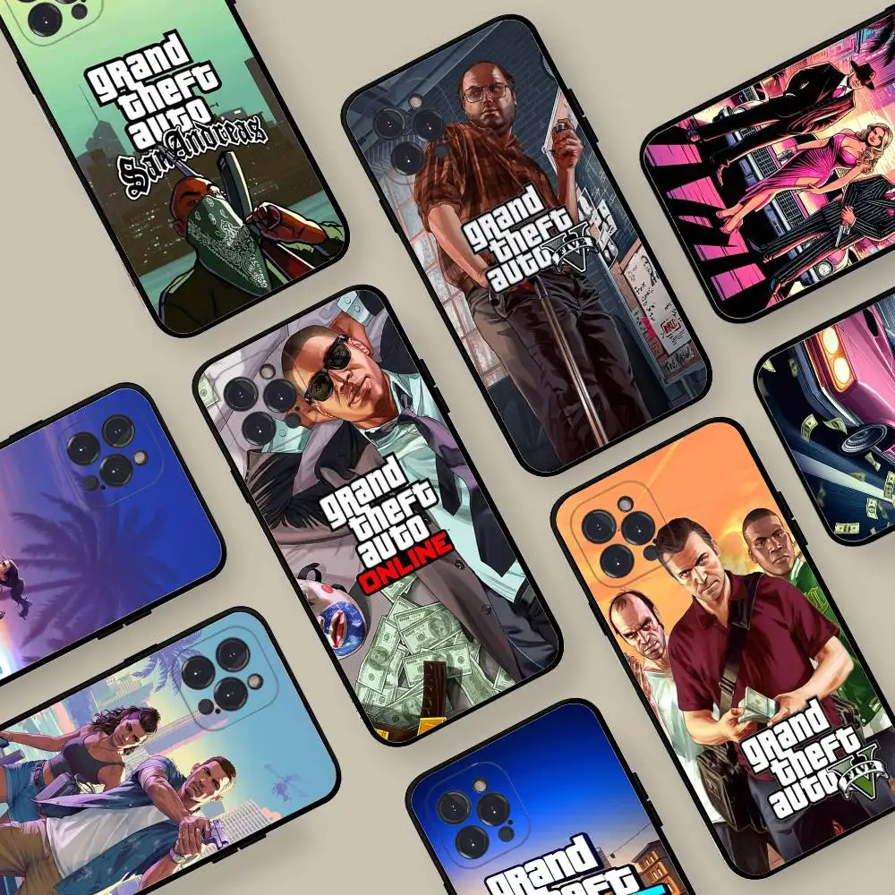 Funda de Silicona Suave San Andreas G-GTA para iPhone 17 16 14 15 13 12 11 Pro Max Plus