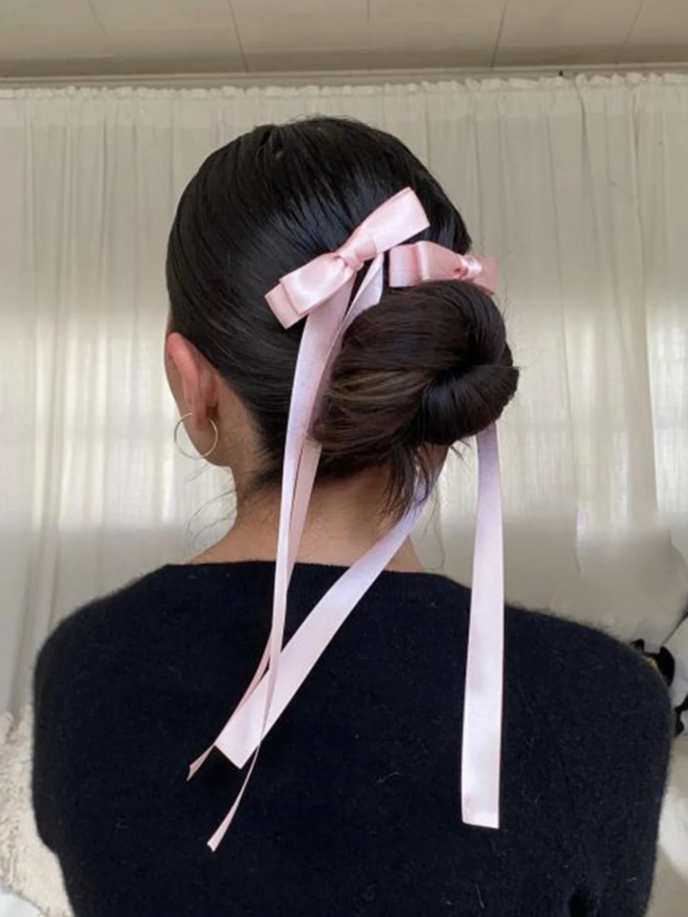 Lystrfac 2Pcs/Lot  Long Ribbon Hair Bow Hairpin for Women Girls Back Head  Hair Clips Ladies Fashion Hair Accessories