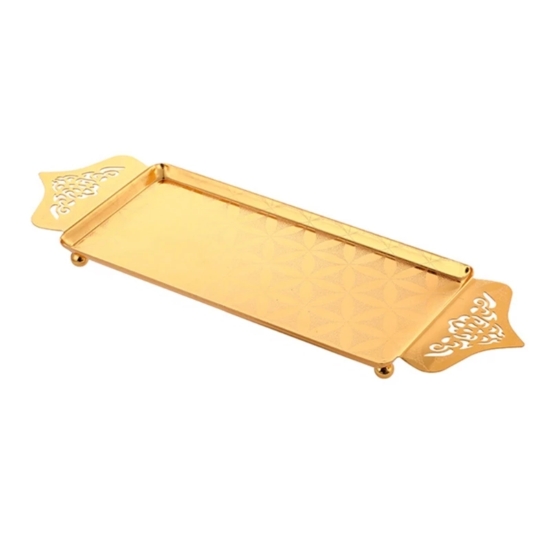 

Golden Tray Appetizer Plate Dish Wedding Home Candy Plates Snacks Cake Dropshipping