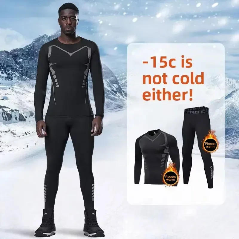 Conjunto de ropa interior térmica de secado rápido para hombre, para esquí, entretenimiento, compresión, fitness, actividades al aire libre, ropa deportiva.