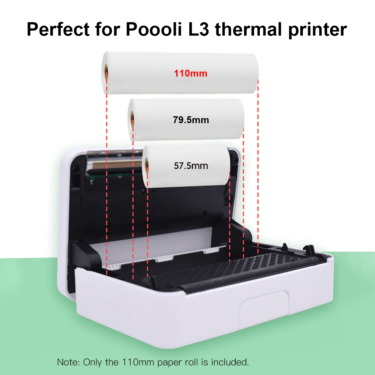 3 Rolls 110 * 30mm White Self-adhesive Thermal Paper Roll Printable Sticker Paper BPA-Free Long-Lasting 10-Years Paper for L3