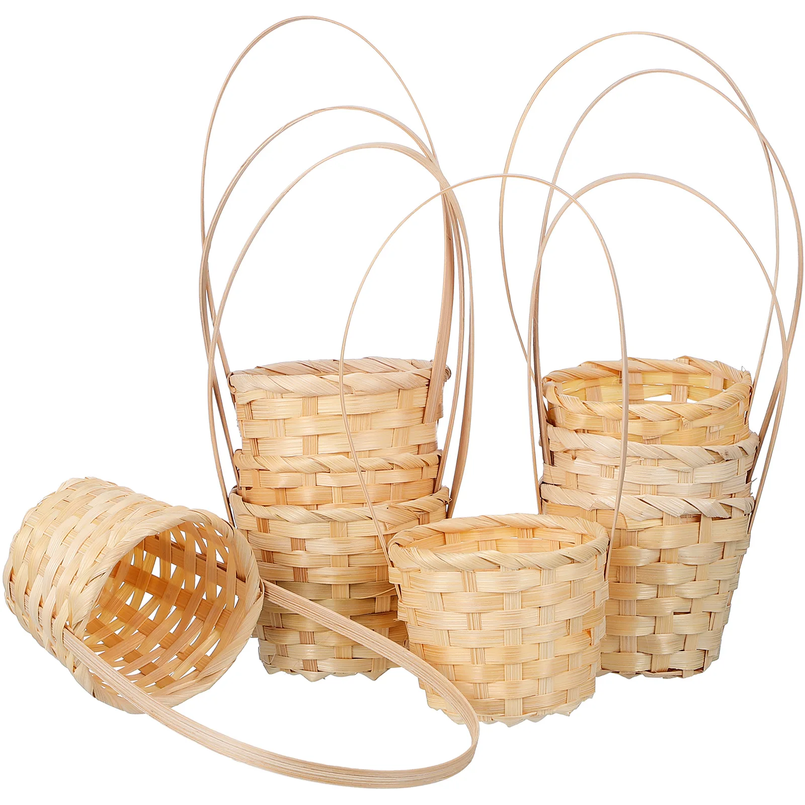 

8Pcs Professional Woven Baskets Practical Safe Storage for Modern Farmhouse Styles Handheld Storage Basket Woven Flower Basket