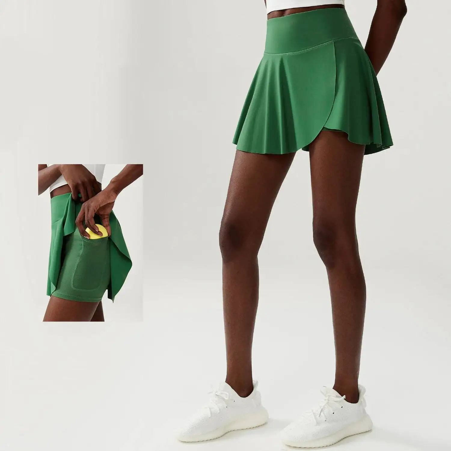 

Women S Solid Color High Waisted Tennis Pleated Skirts Inner Pocket Quick Drying Sports Short Running Fiess Skirt Golf Skort