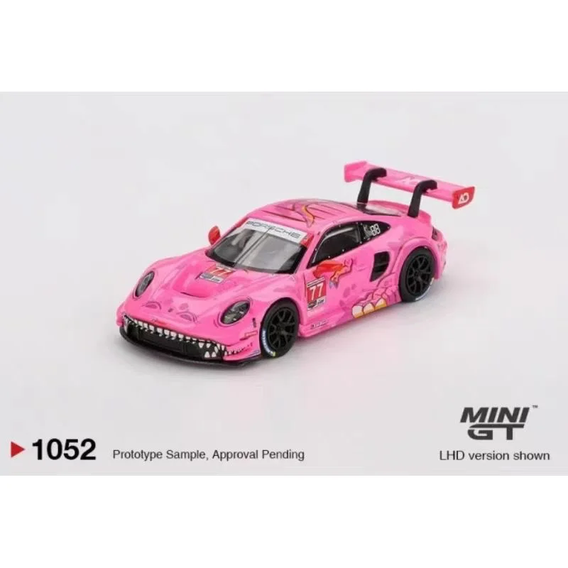 

MINIGT 1:64 Porsche 911 GT3 R #77 Pink Dinosaur Alloy Car Model Collectible Ornament