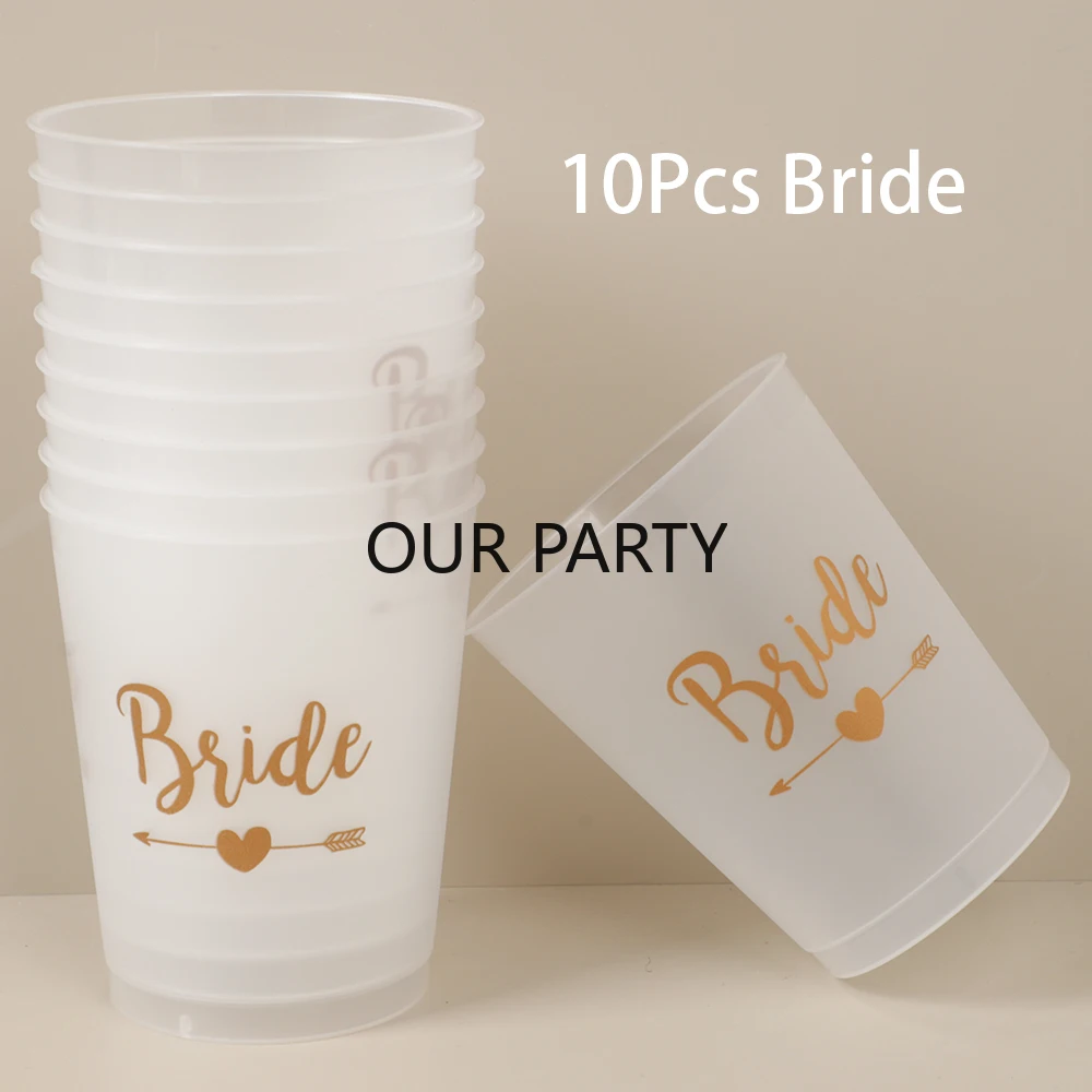 10 Stück Trinkbecher aus Kunststoff für die Braut, Junggesellenabschied, Brautparty, Junggesellinnenabschied, Party-Dekoration, Hochzeit, Partyzubehör – Detail 10