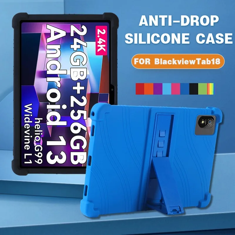 For Blackview Tab18 12 Inch Tablet Case Shockproof Airbags Soft Silicone Ajustable Stand Soft Silicon Stand Protective