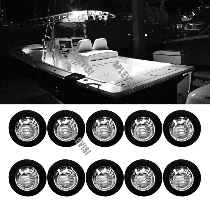 Luces LED impermeables para barco marino, luces de cortesía de cubierta de navegación de utilidad blanca, 12V para yate, Pontón, Kayak, pesca, 10