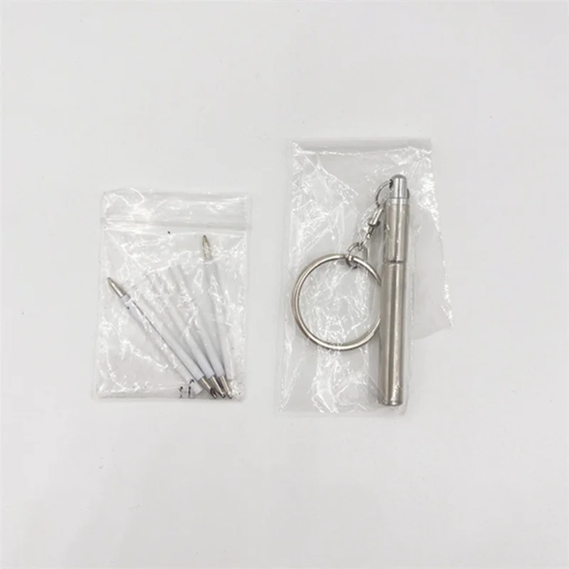 Mini chaveiro ajustável, caneta retrátil portátil, mini criatividade, chaveiro, caneta esferográfica de aço inoxidável