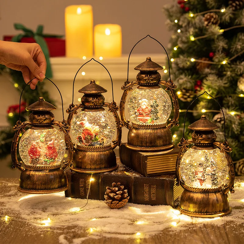 Retro ChristmasSnowball Light Music Box Series with Light Decoration Night Light,Used for HomeDesktop Decoration Christmas Gifts