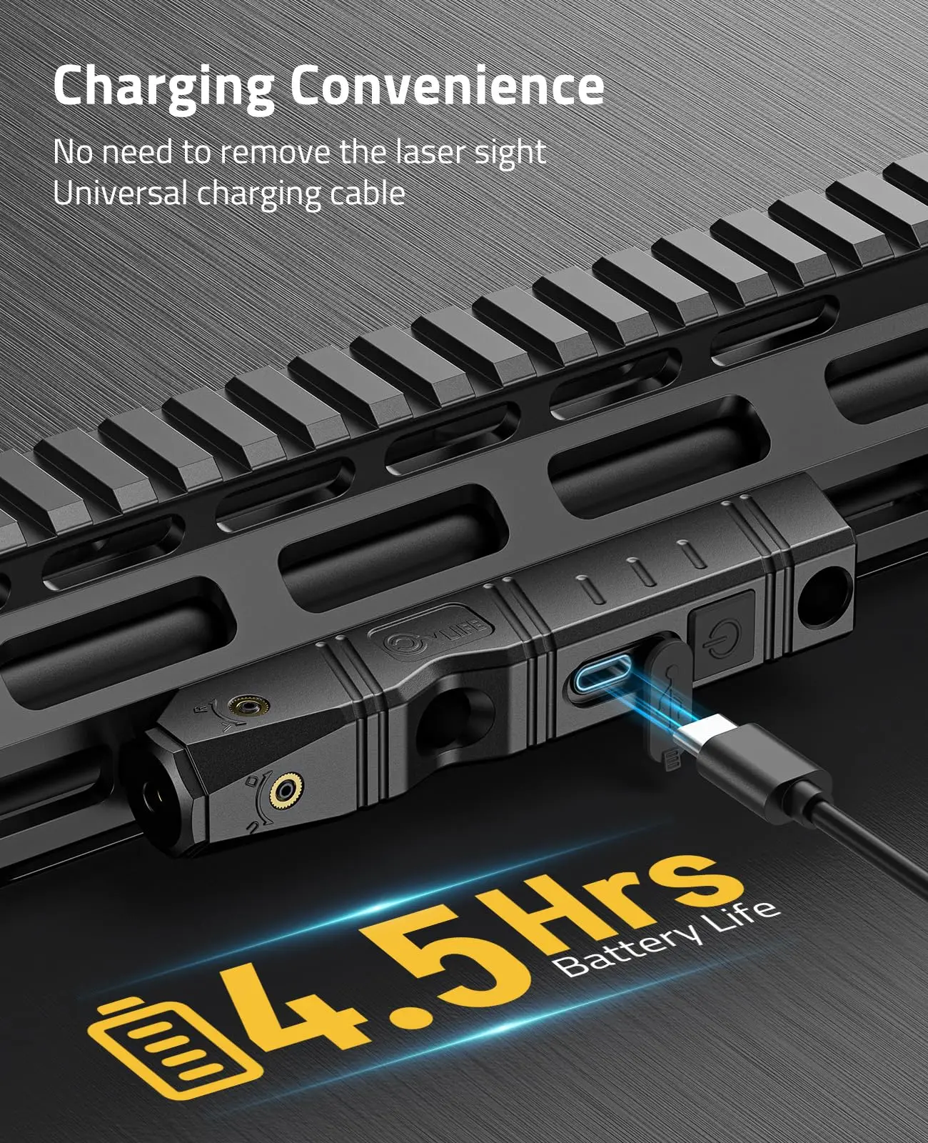 CVLIFE – visée Laser verte, stroboscope tactique à profil bas, Rechargeable pour fusil, Compatible avec la Surface de Rail m-lok