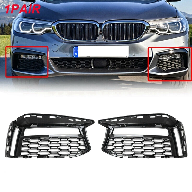 

1Pair Front Lower Mesh Grille Fog Light Cover Trim Air Intake 51118064963 51118064964 For BMW 5' G30 G31 M Sport 17-21