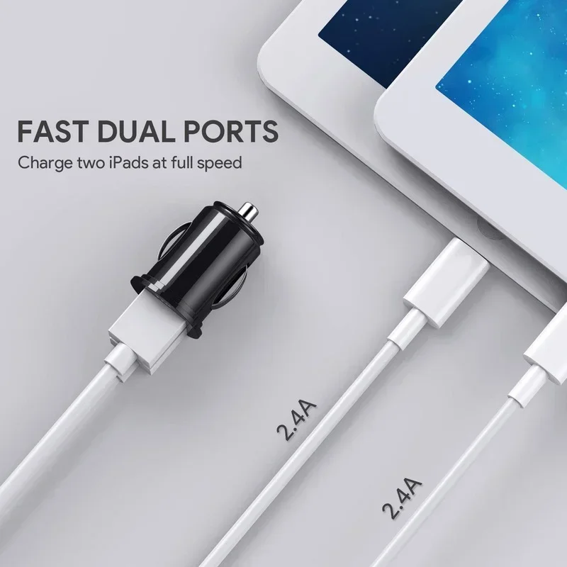 Dual USB 4.8A Quick Charger for Portable Phone Fast Charging Small Size In Car for Travel Mini Car Charger
