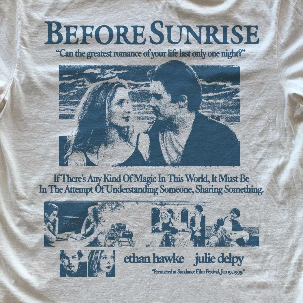 قبل شروق الشمس، إيثان هوك، فيلم كلاسيكي من التسعينيات، طراز قديم، تي شيرت فيلم للجنسين من القطن الخالص ملابس الشارع الشهير/تي شيرت #5