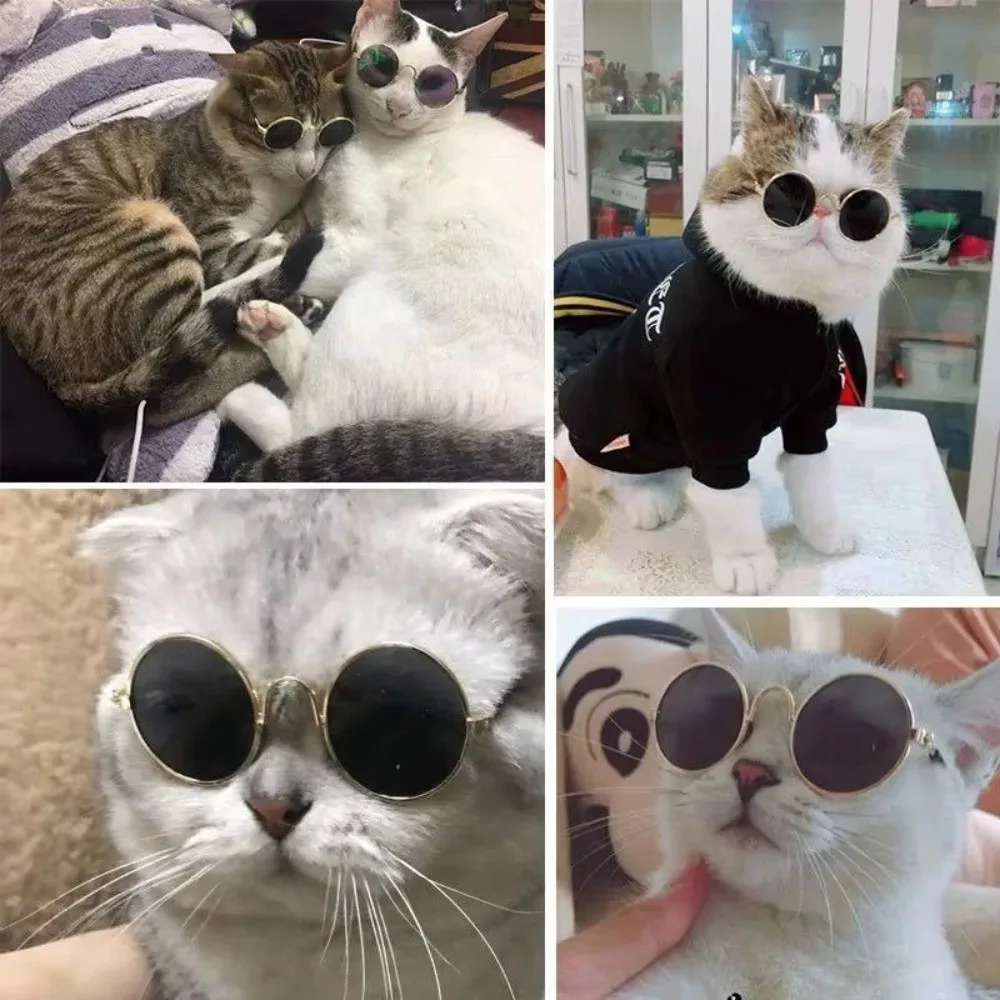 New Vintage Pet Sunglasses Round UV Protection Cat Sunglasses Dog Glasses Summer Outdoor