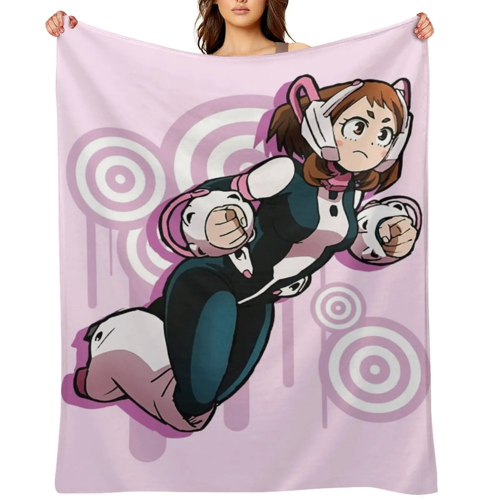 BNHA Uraraka Ochaco Throw Blanket halloween Beach Loose Multi-Purpose Blankets