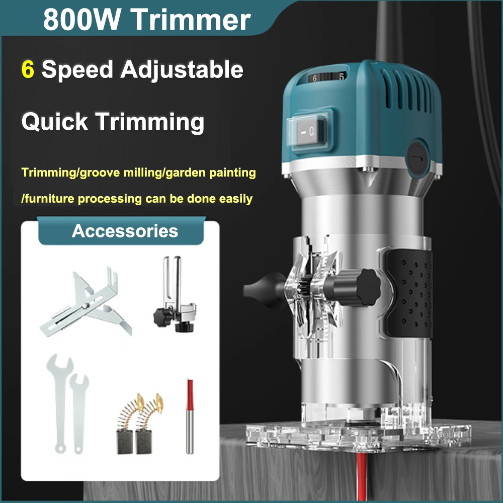 

800W Elektrische Trimmer Hout Router Freesmachine Timmerwerk Handleiding Trimmen Gereedschap Houtbewerking Tool Laminaat Trimmer