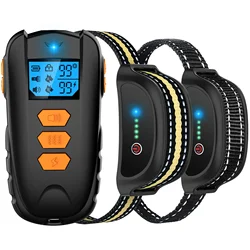 Pet Electric Dog Training Collar Remote Control 1000ft Barkproof Collars for Dogs Vibration Sound Shock Rechargeable Waterproof