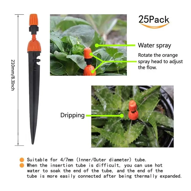 Micro Spray Adjustable 360 Degree Water Flow Irrigation Drippers on Stake Emitter Drip System,Pack of 10