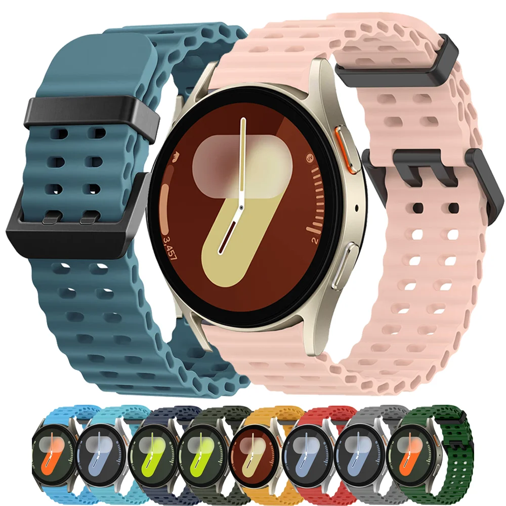 

Silicone Band for Samsung Galaxy Watch 7 FE 6 4 5 44mm 40mm/5pro No Gaps Sport Bracelet correa Galaxy Watch 6 classic 47mm Strap