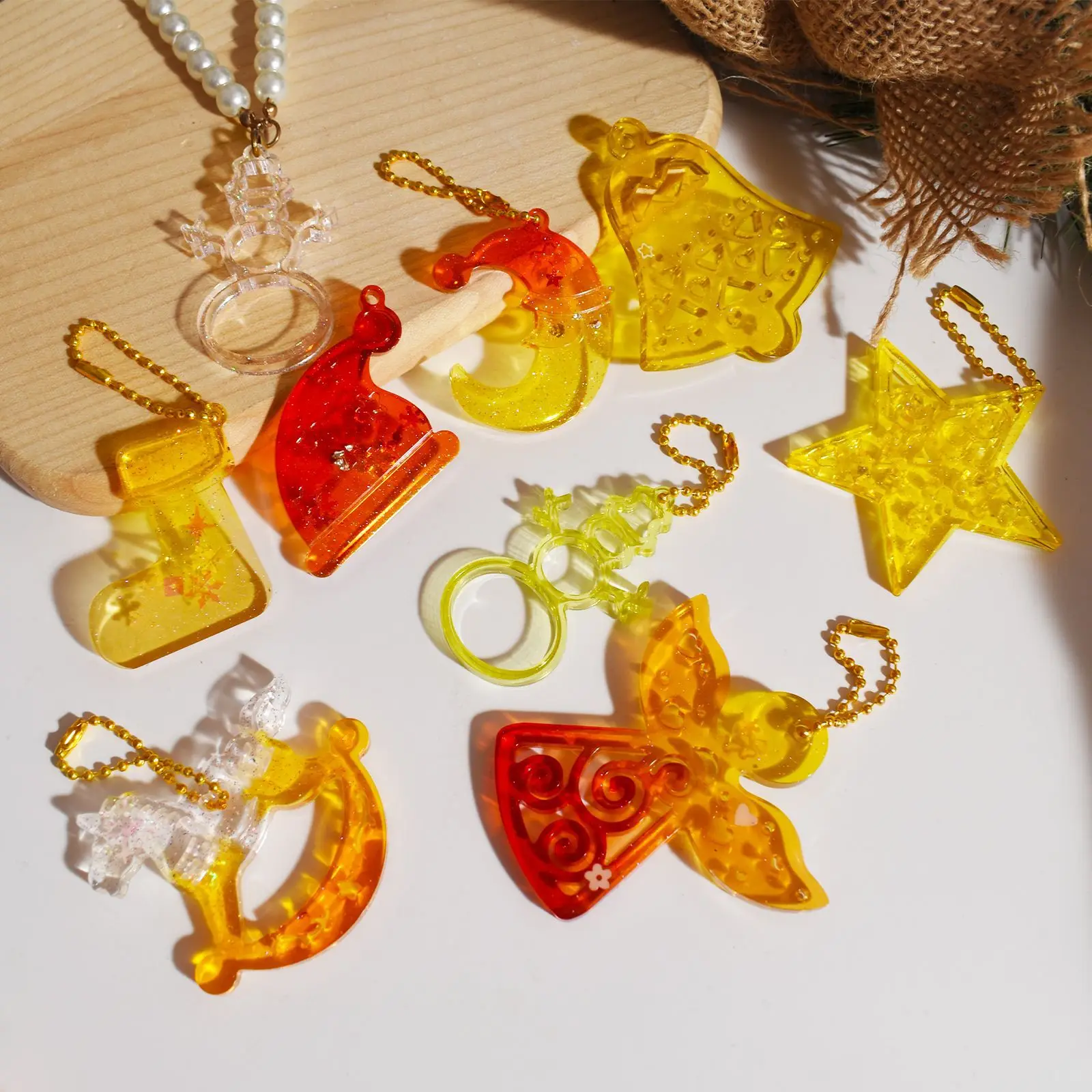 Mould Trending Crystal Resin Casting Molds Angel Bells Socks Snowmen Gloves Christmas Series Pendants & Decorative Silicone Mold