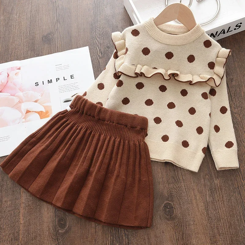 Girl Baby Winter Knitting Clothing Suits New New Fashion Autumn Kids Sweaters And Skirt Outfits 2Pcs Children Cute Costumes