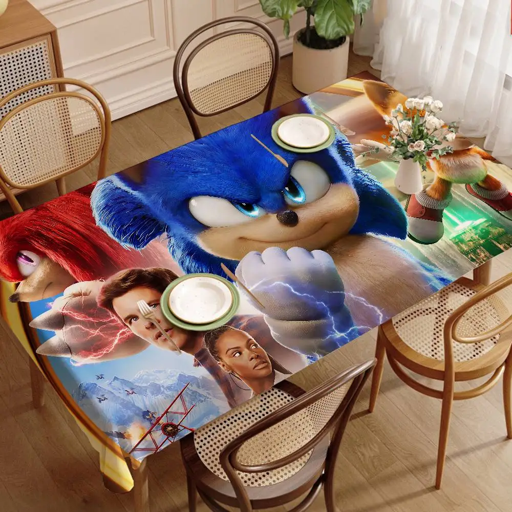 Game Sonic Anime Hedgehog Movie Tablecloth Birthday Party Wedding Christmas Table Cover Wipe Desk Cloth Decor Covers Rectangle