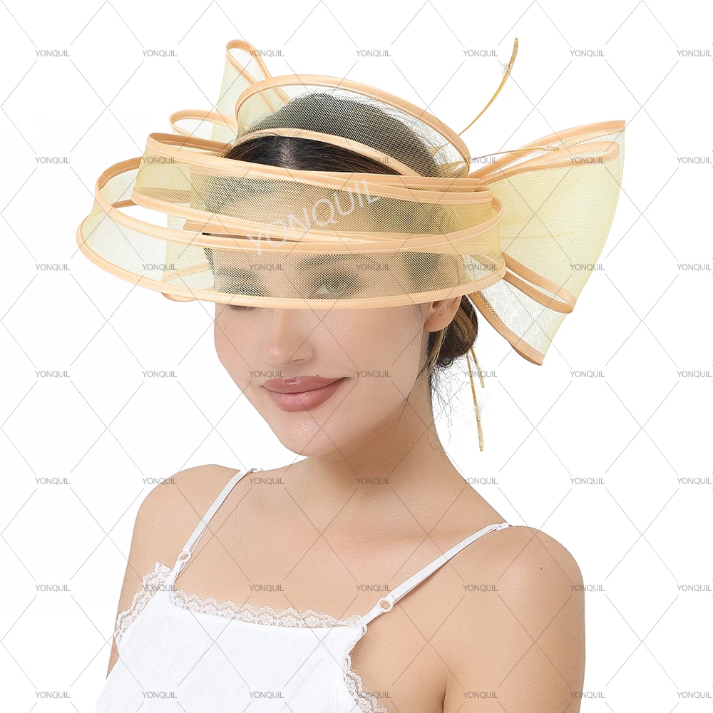 

Elegant Big Derby Cocktail Fascinators Hat for Women New Fashion Wedding Headwear Chapeau Cap Female Hair Accessory