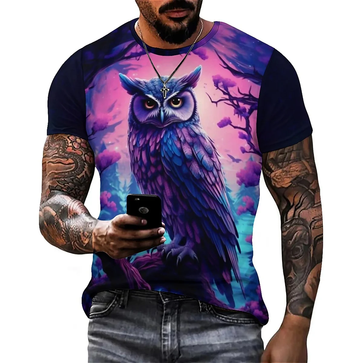 

Men's 3D Printed Short Sleeve T-Shirt - Novel Loose Abstract Dizzy Pattern, High-Quality Printing