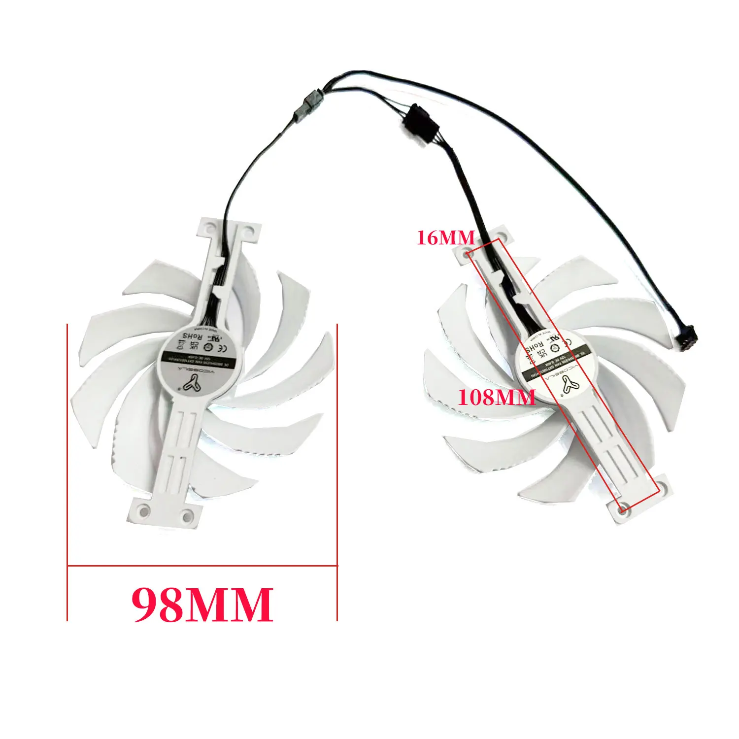 Replacement Fan 98MM 4PIN PLD10010S12H GTX10012H12U DC 12V 0.40A Suitable for Gigabyte GeForce RTX 5060 Ti EAGLE OC ICE 16G