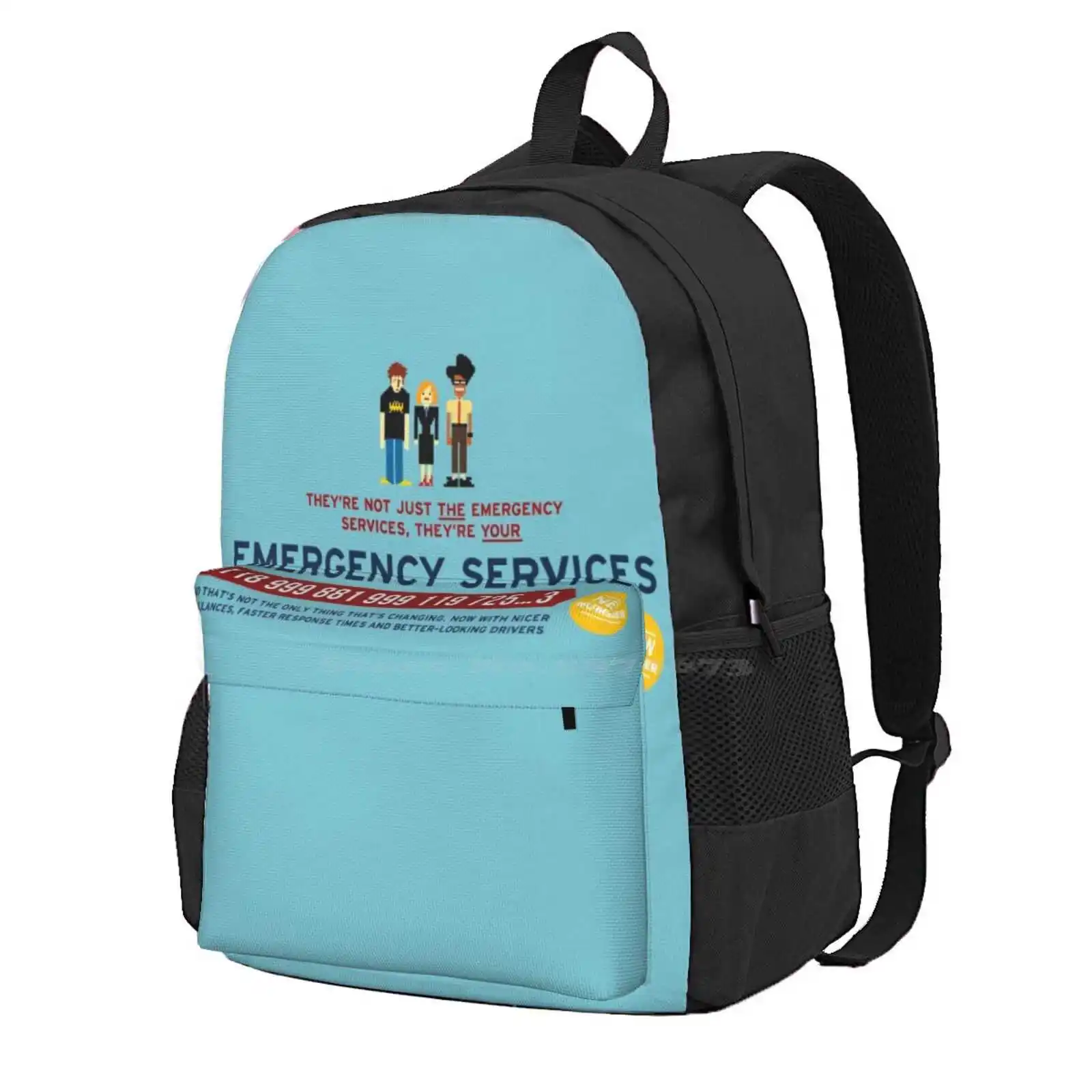 It Crowd - Emergency Services Hot Sale Schoolbag Backpack Fashion Bags British English Comedy Humor Emergency Services 999