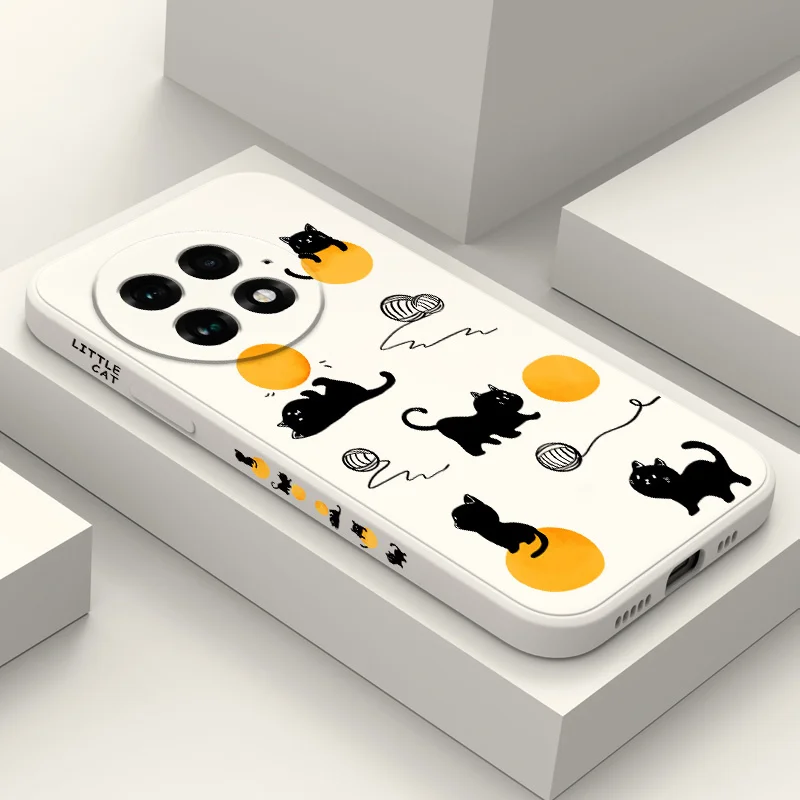 

Black Sugar Cat Phone Case For Oneplus 15 15R 13 13R 12 12R 11 11R 10 10R 10T 9R 9RT 9 8T 8 7 7T Pro Liquid Silicone Cover